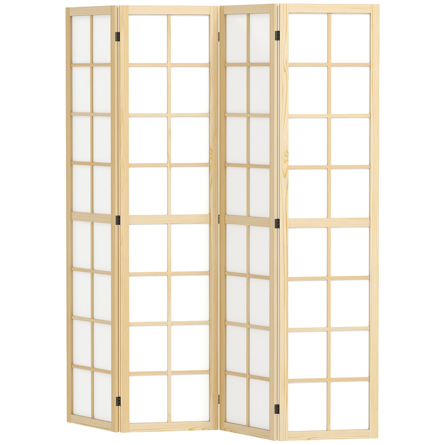 Paravent pliant 4 panneaux en bois de pin