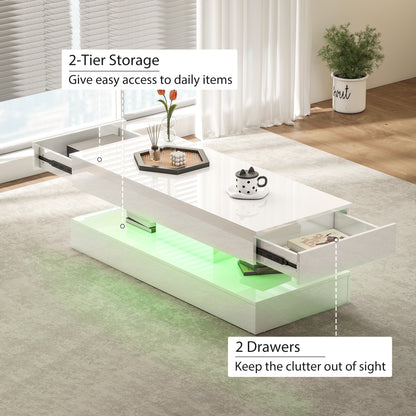 Table basse avec éclairage LED RGB ajustable