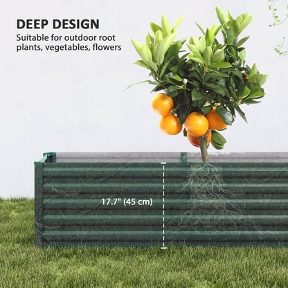 Outsunny Galvanized Raised Garden Bed 240x40x45cm Outdoor Garden