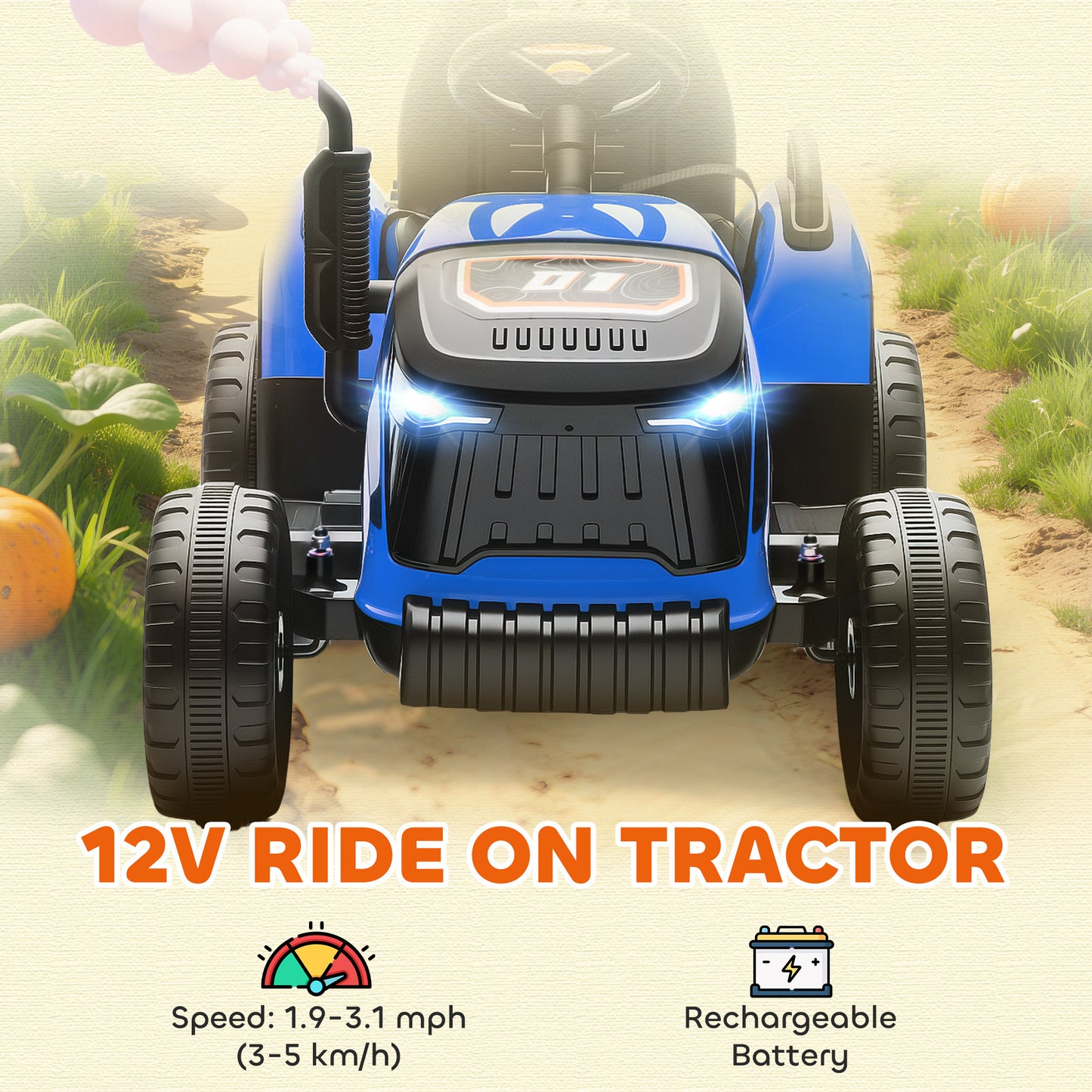 Tracteur électrique enfant 12V avec remorque