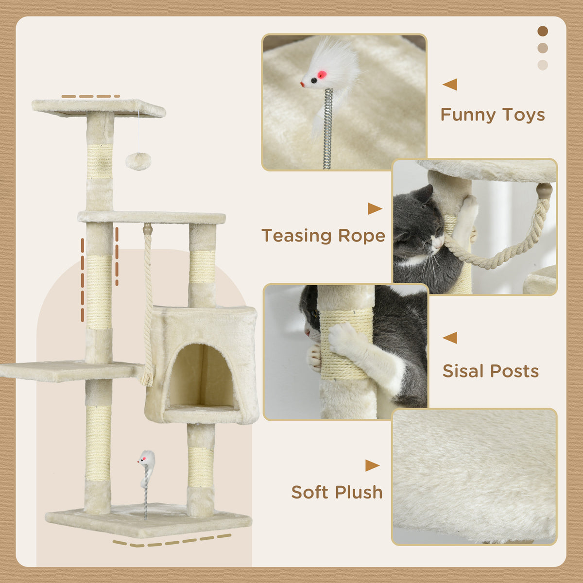 Arbre à chat multiétage avec griffoirs en sisal