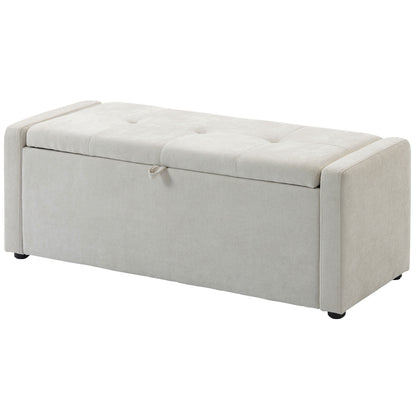 Banc coffre rembourré tissu lin grand format