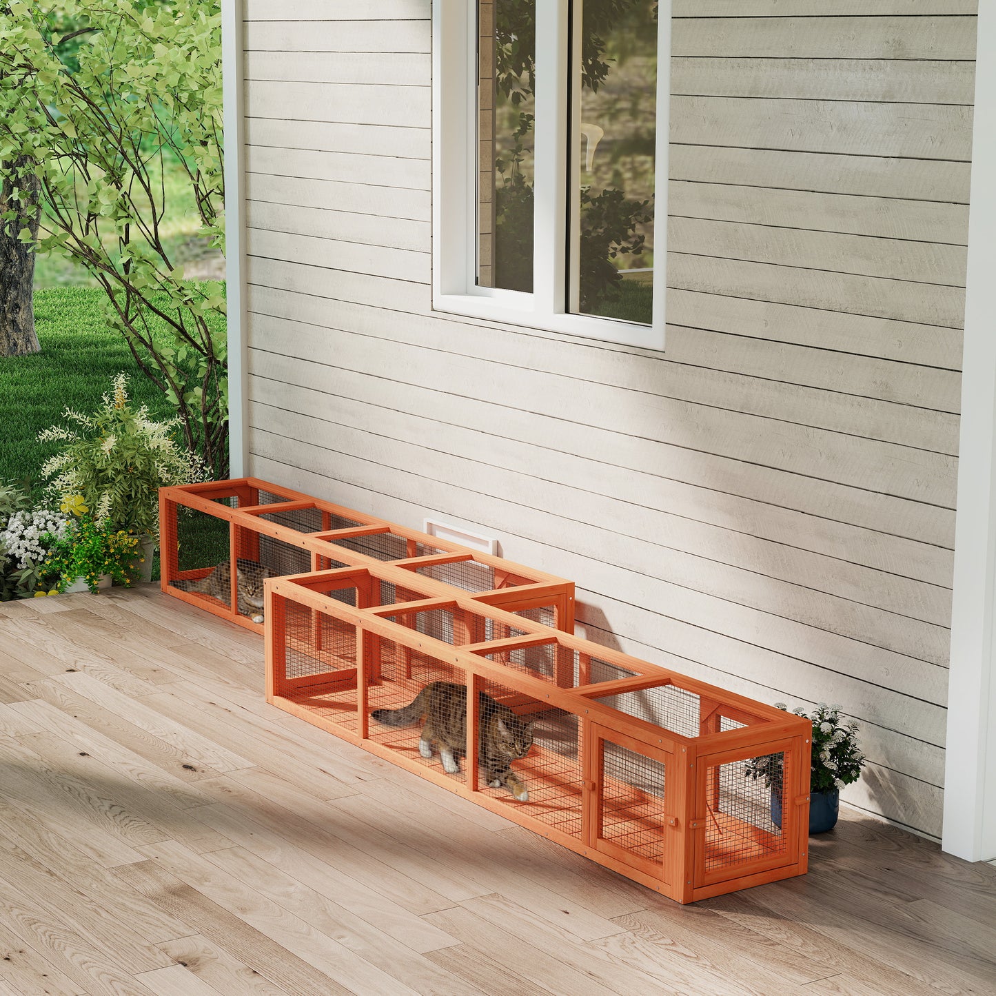 Tunnel pour chat extensible 200cm forme L extérieur