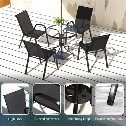 Ensemble de patio cinq pièces table ronde et chaises empilables