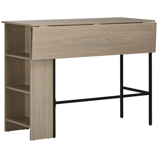 Table de bar extensible avec tablettes de rangement réglables