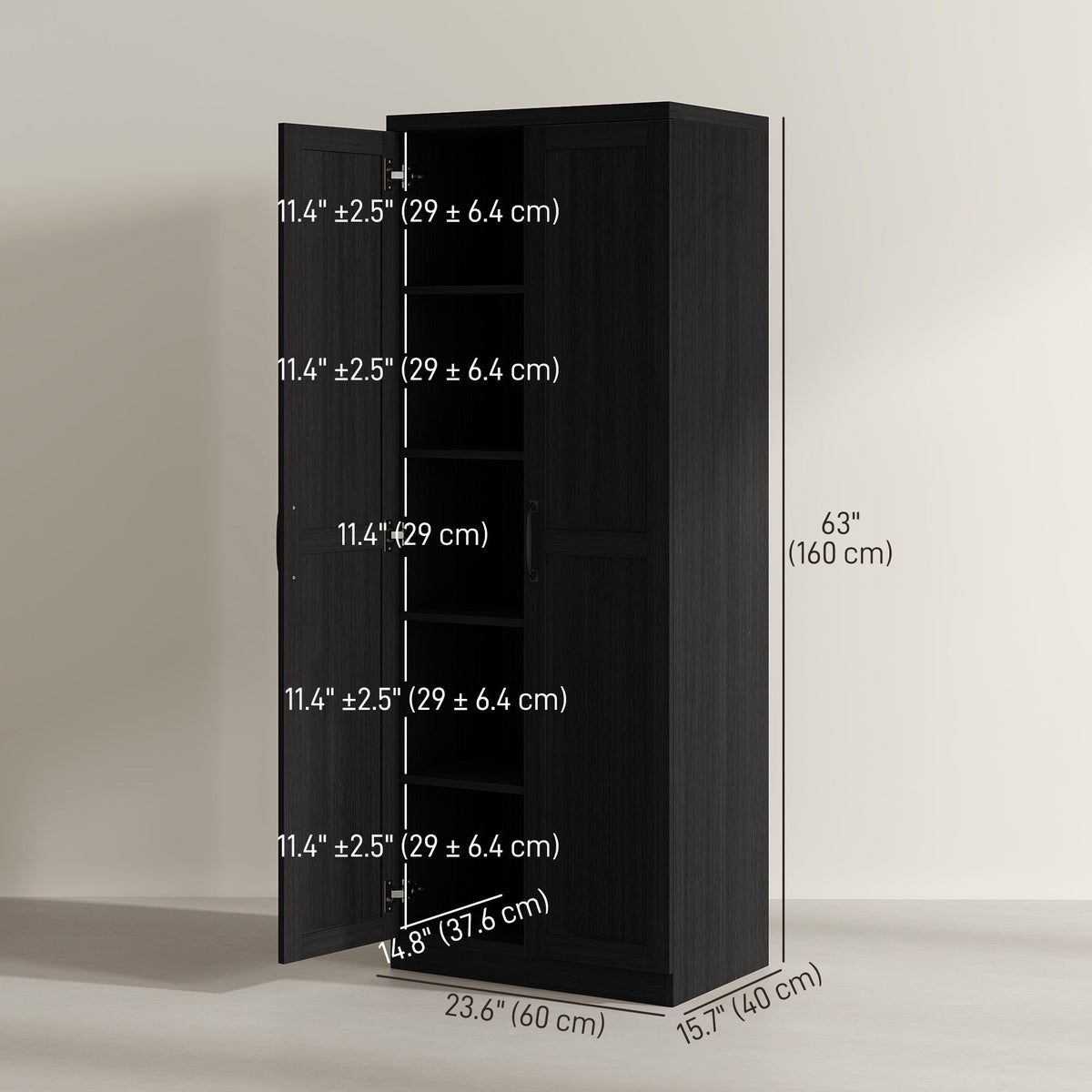 Armoire de cuisine 5 tablettes avec portes