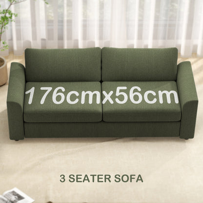 Sofa 3 places moderne en velours côtelé avec ressorts