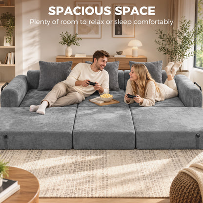 Canapé-lit modulaire pliant en chenille