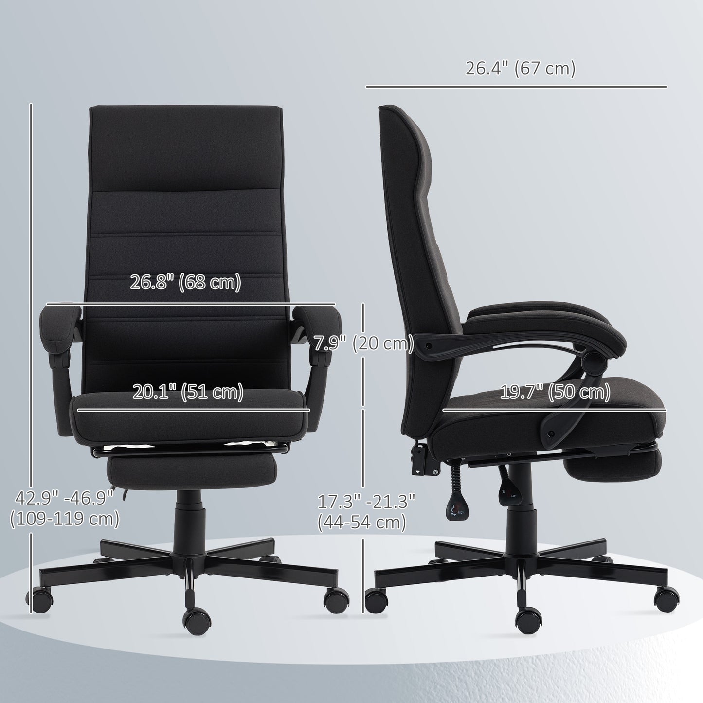 Chaise de bureau dossier haut inclinable avec repose-pieds
