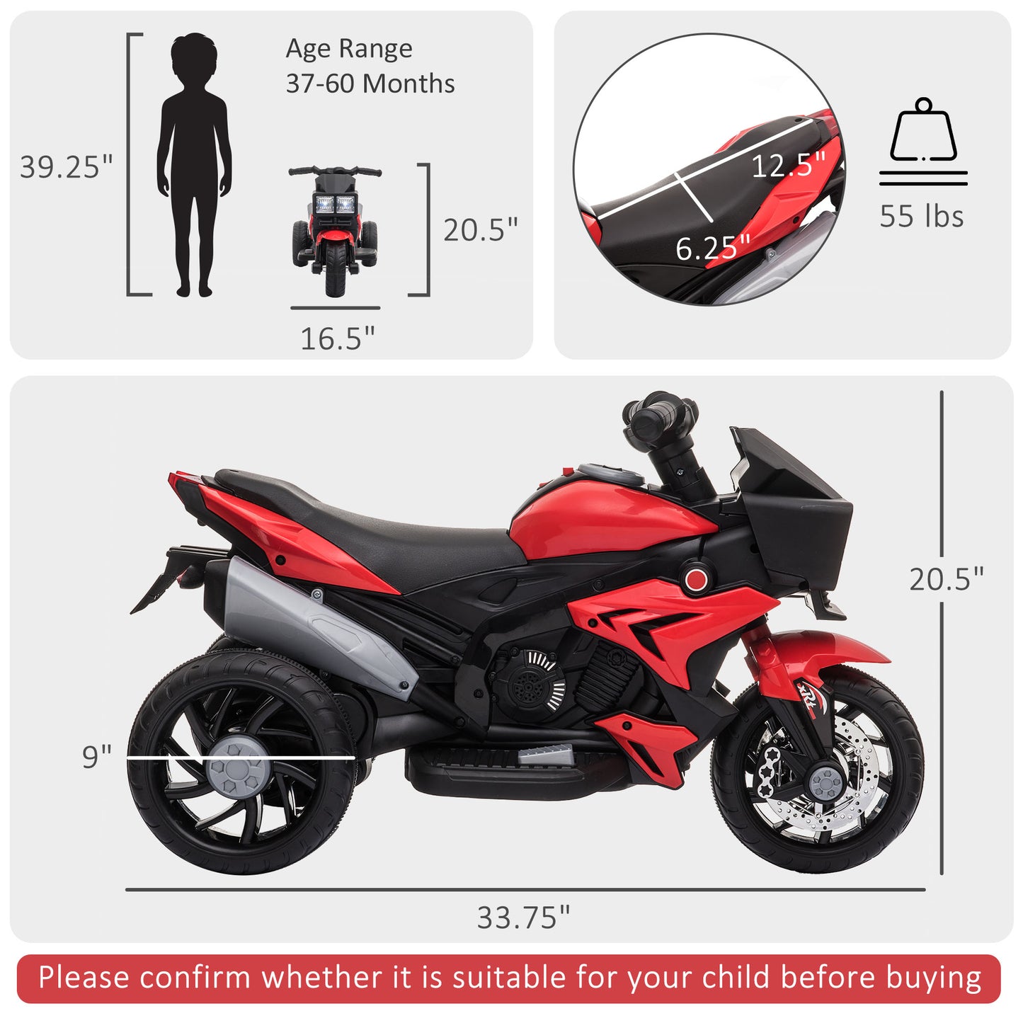 Moto électrique pour enfants 6V avec pédales musique phares