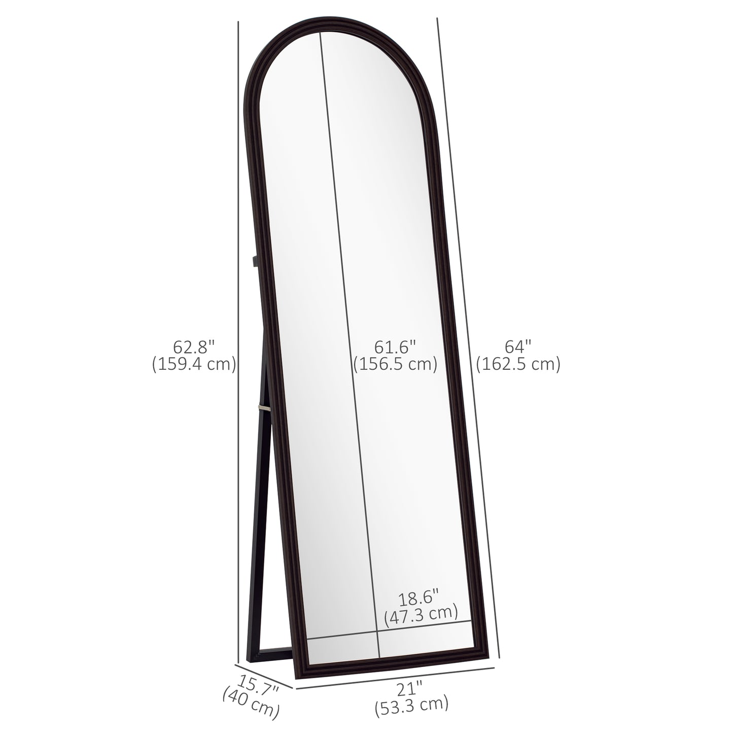 Miroir pleine longueur arqué sur pied 163 cm
