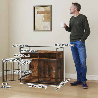 Cage pour chien meuble table d'appoint bols pivotants