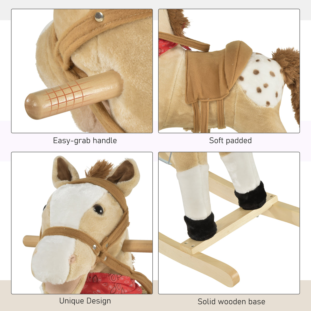 Cheval à bascule en peluche pour enfants son réaliste