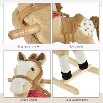 Cheval à bascule en peluche pour enfants son réaliste