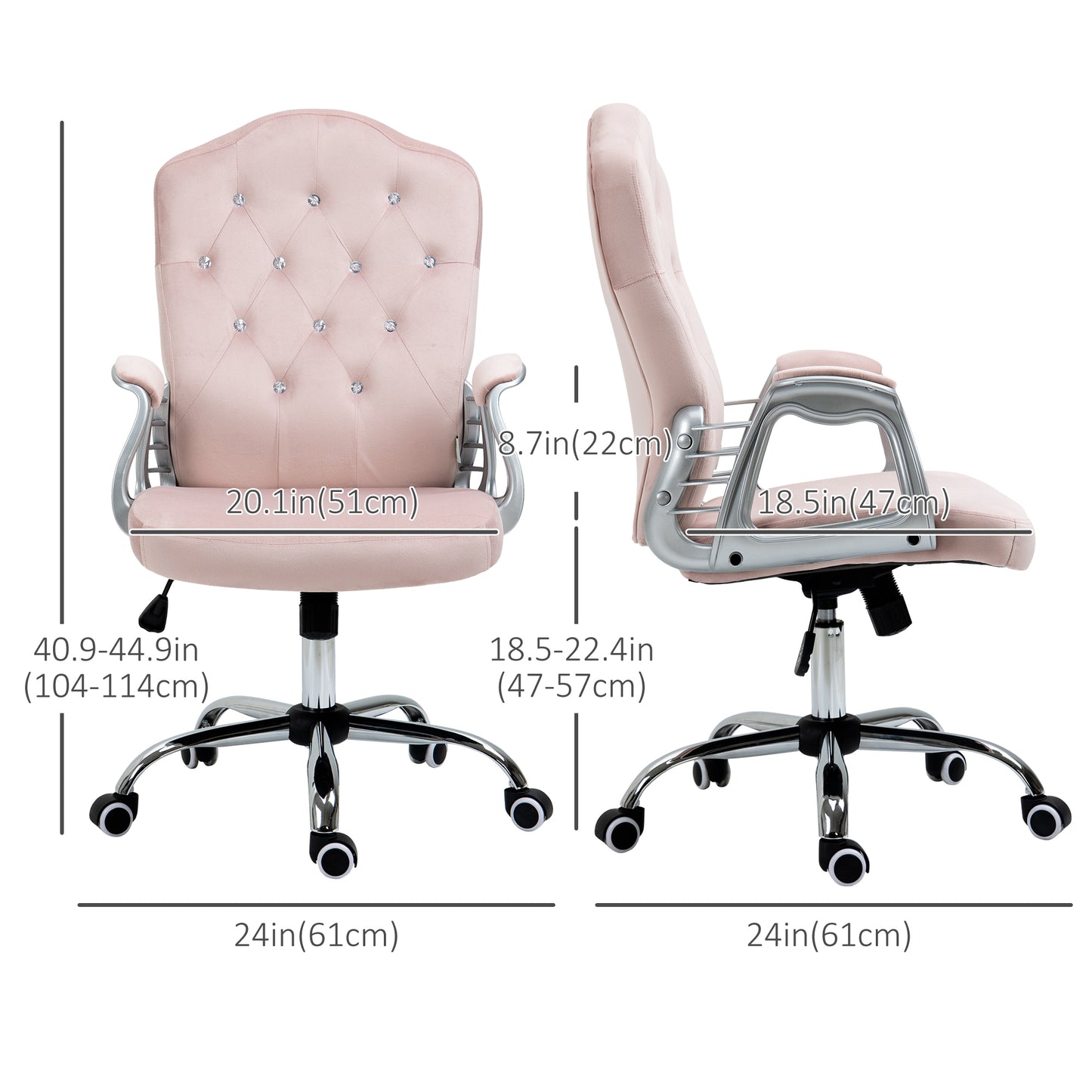 Chaise bureau velours style français boutons cristal