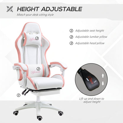 Chaise de gaming ergonomique en similicuir avec repose-pieds