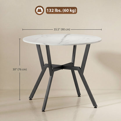 Table à manger ronde 89 cm marbre blanc