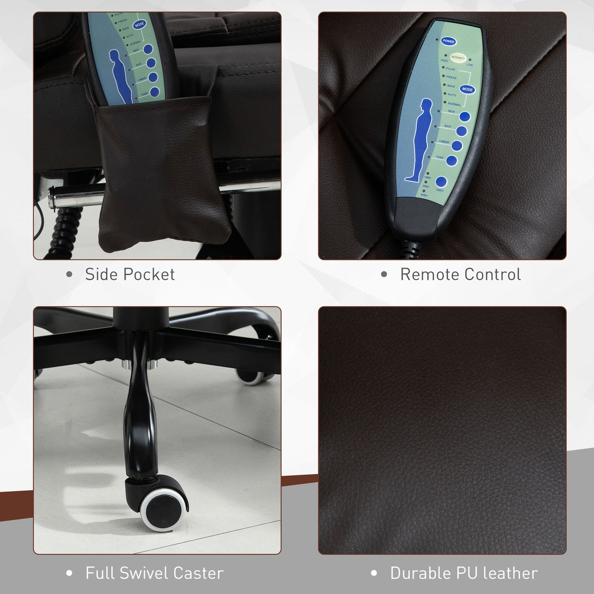 Chaise de bureau massante inclinable avec repose-pieds