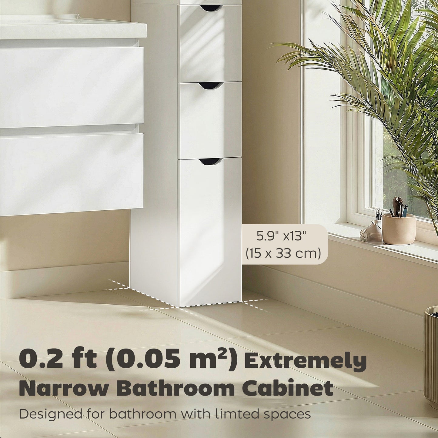 Armoire rangement salle de bain étroite — blanc