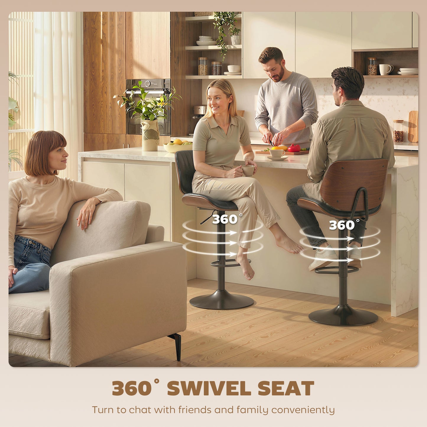 Tabourets de bar pivotants hauteur ajustable ensemble de 2