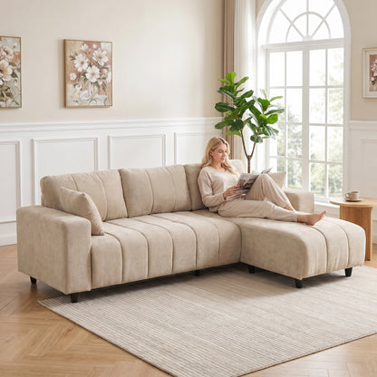Causeuse sectionnel réversible 4 places tissu lin