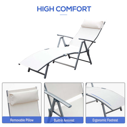 Chaise longue pliante réglable en acier — 7 positions