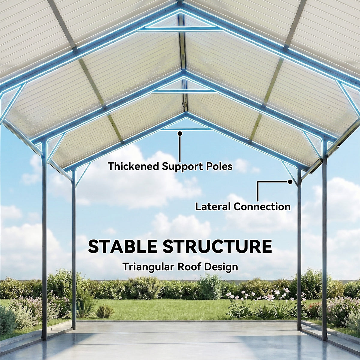 Carport métallique 3 x 4.5 m armature renforcée