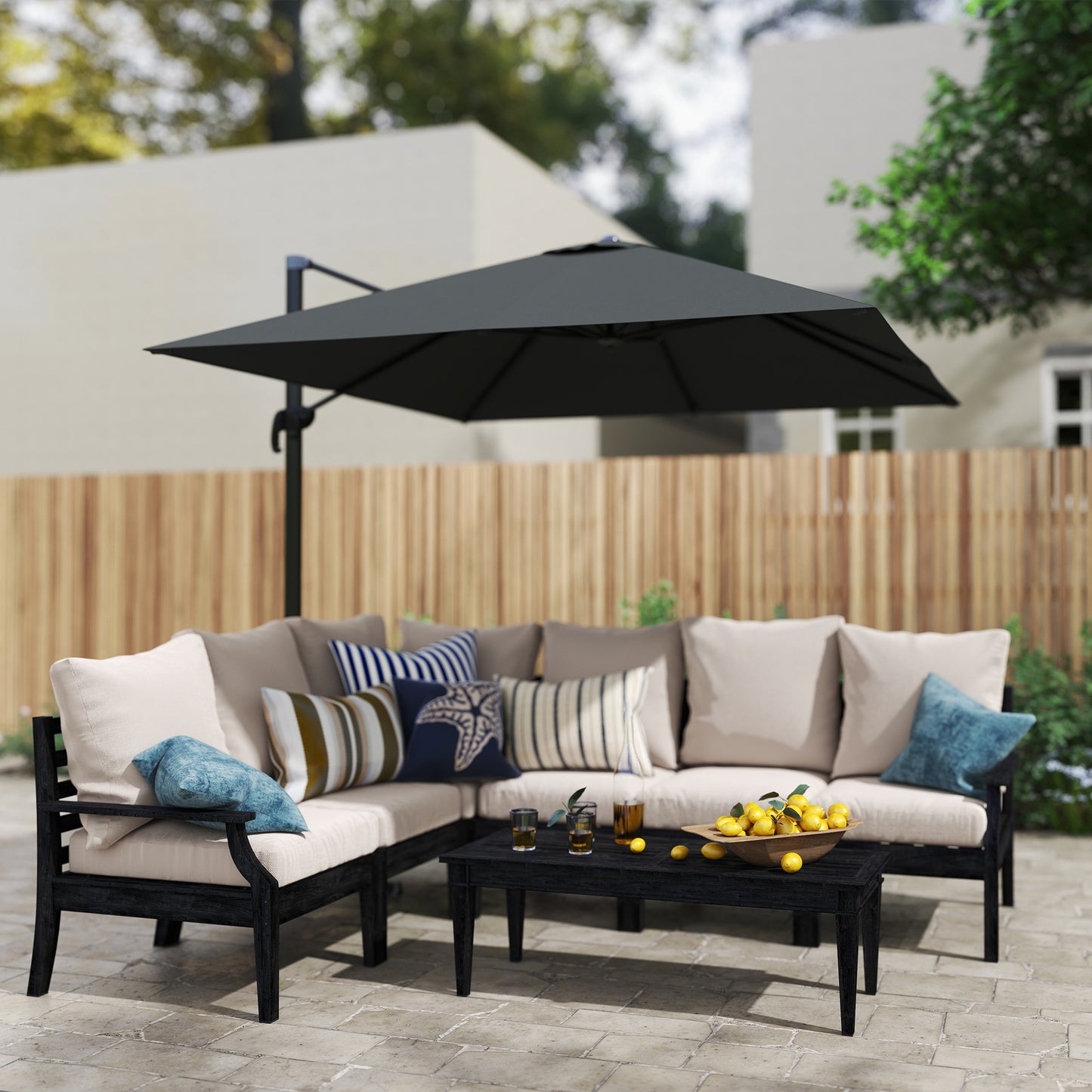 Parasol déporté aluminium 244 cm avec rotation 360°