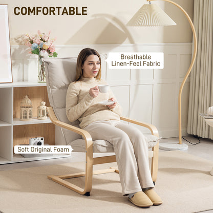 Fauteuil d'accent moderne avec accoudoirs en bois et mouvement berçant
