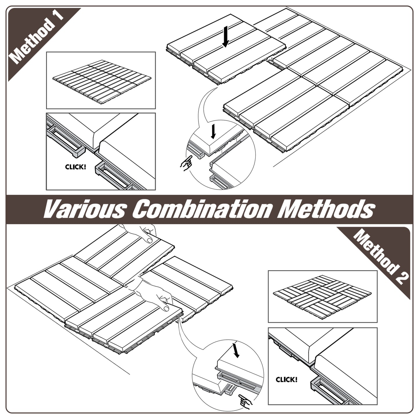 Tuiles de terrasse emboîtables 30x30 cm ensemble 9 pièces
