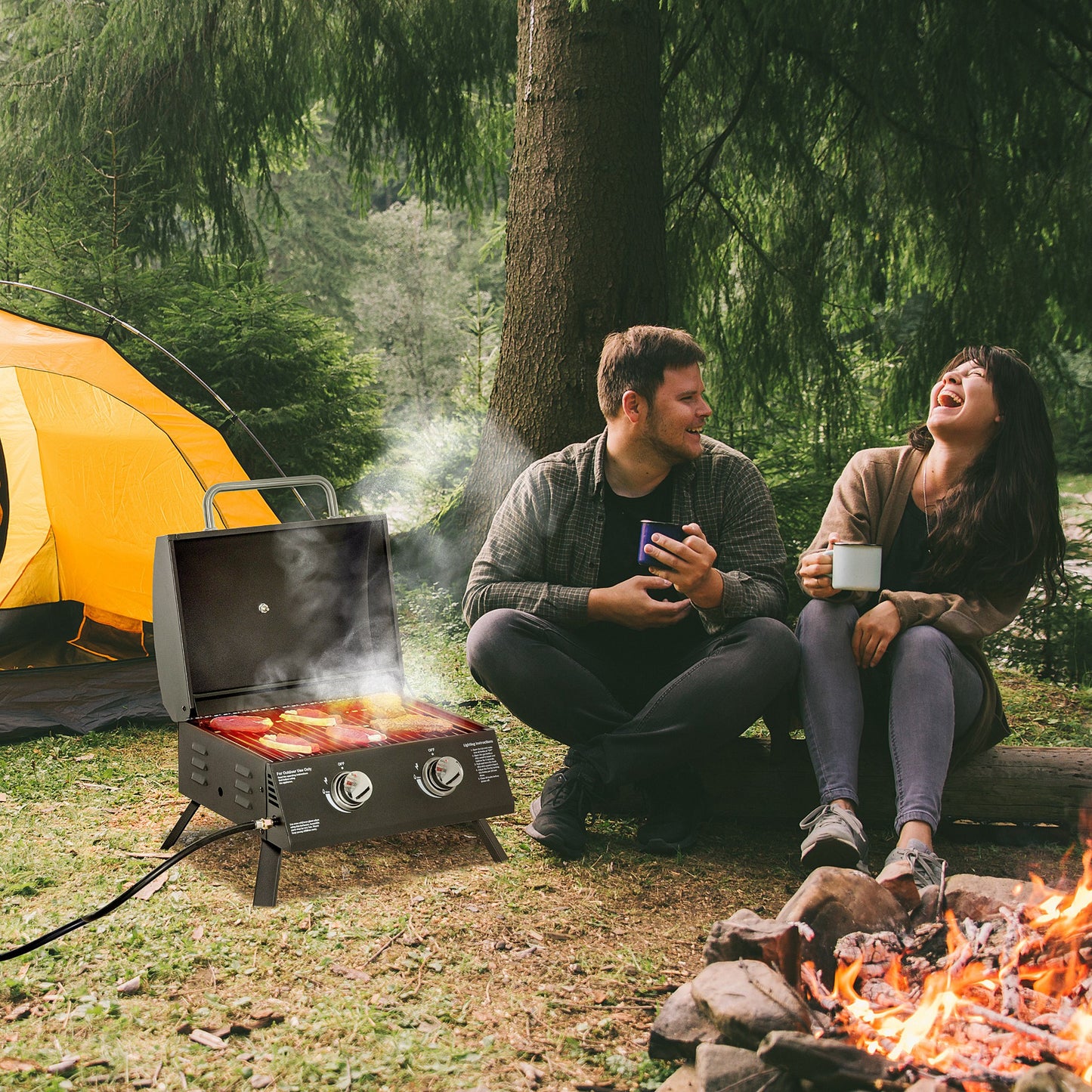 BBQ au propane portable 2 brûleurs pattes pliantes