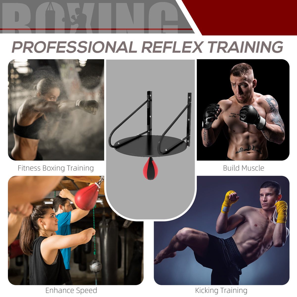 Plateforme de sac de vitesse de boxe murale réglable