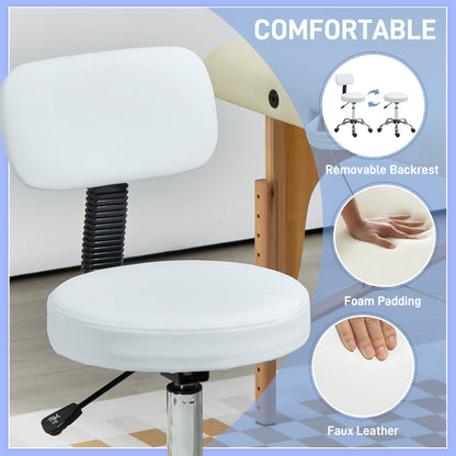 Tabouret roulant réglable avec dossier