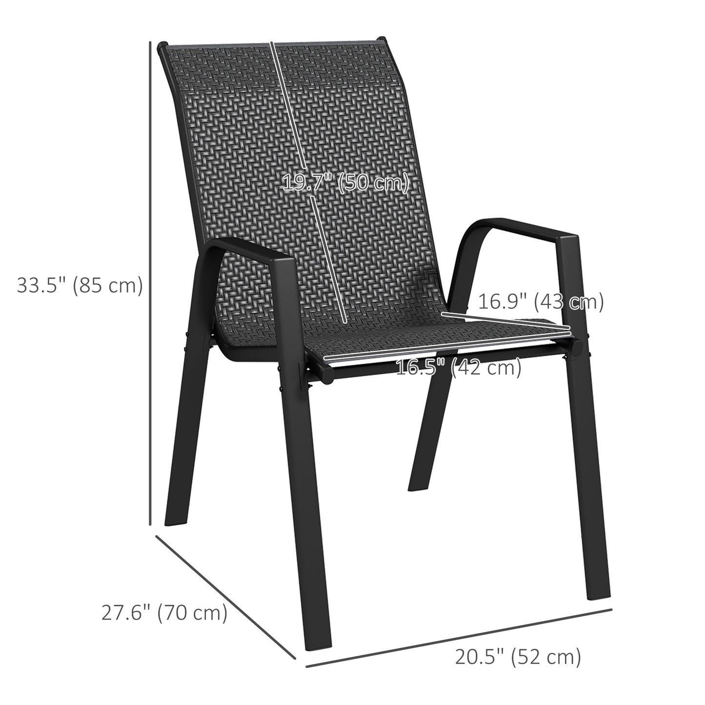 Chaises de jardin empilables rotin set de quatre