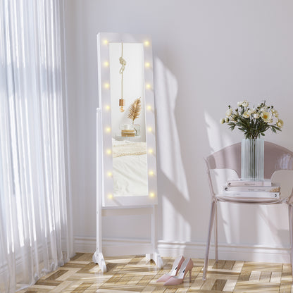 Armoire à bijoux sur pied avec miroir éclairé et LED