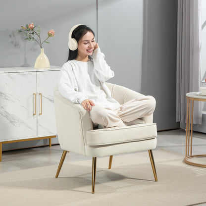 Fauteuil d'accent moderne avec pieds dorés en métal