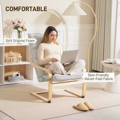 Fauteuil accent velours dossier haut pieds bouleau