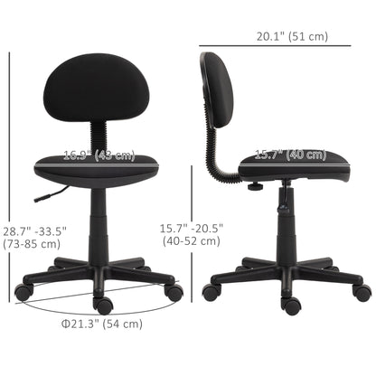 Chaise de bureau sans accoudoirs pivotante bas du dos