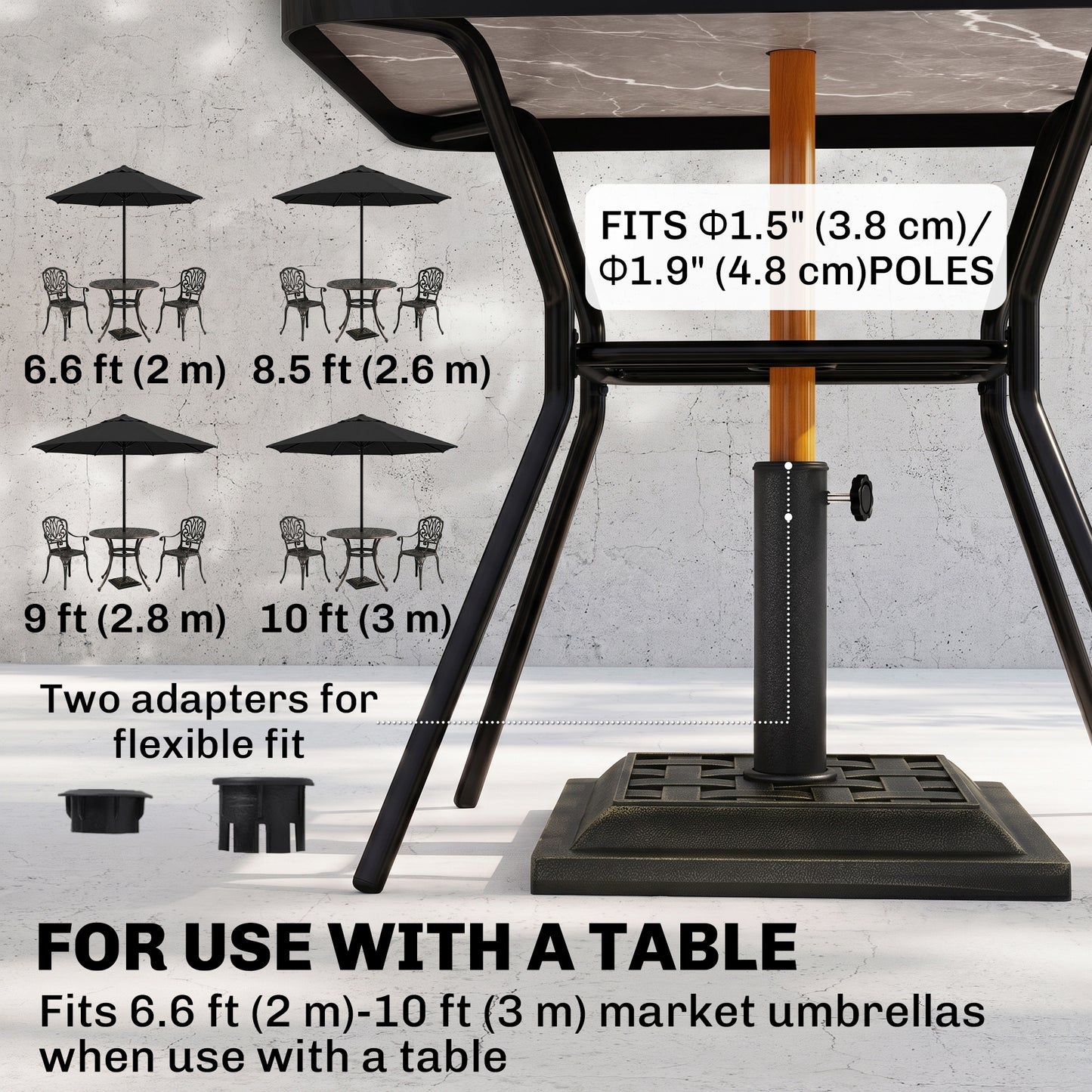 Base de parasol carrée résine 9 kg — bronze