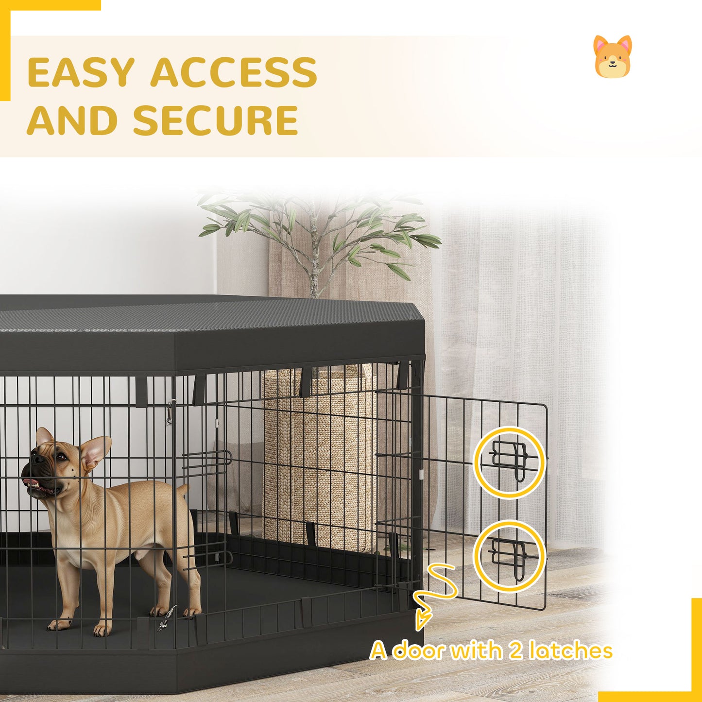 Parc pour chien pliable 8 panneaux avec couverture