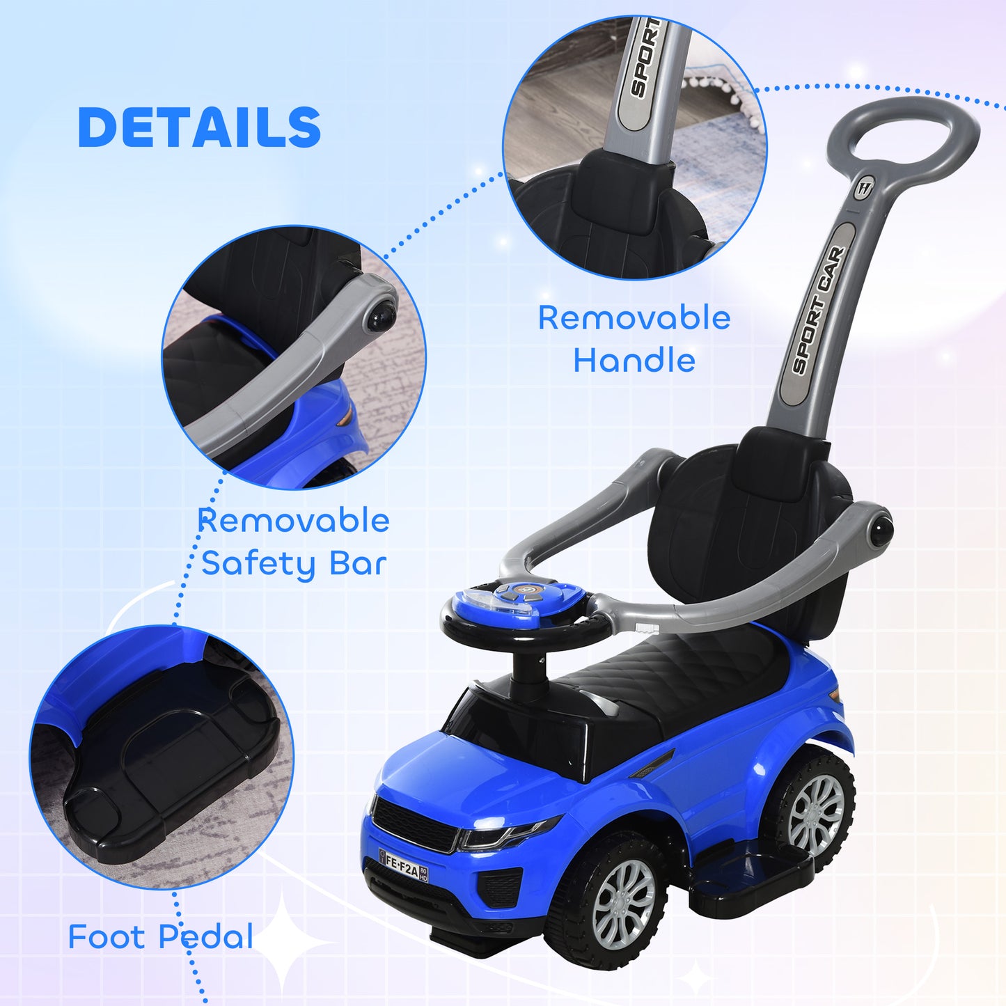 Voiture porteur pousseur 3 en 1 pour tout-petits