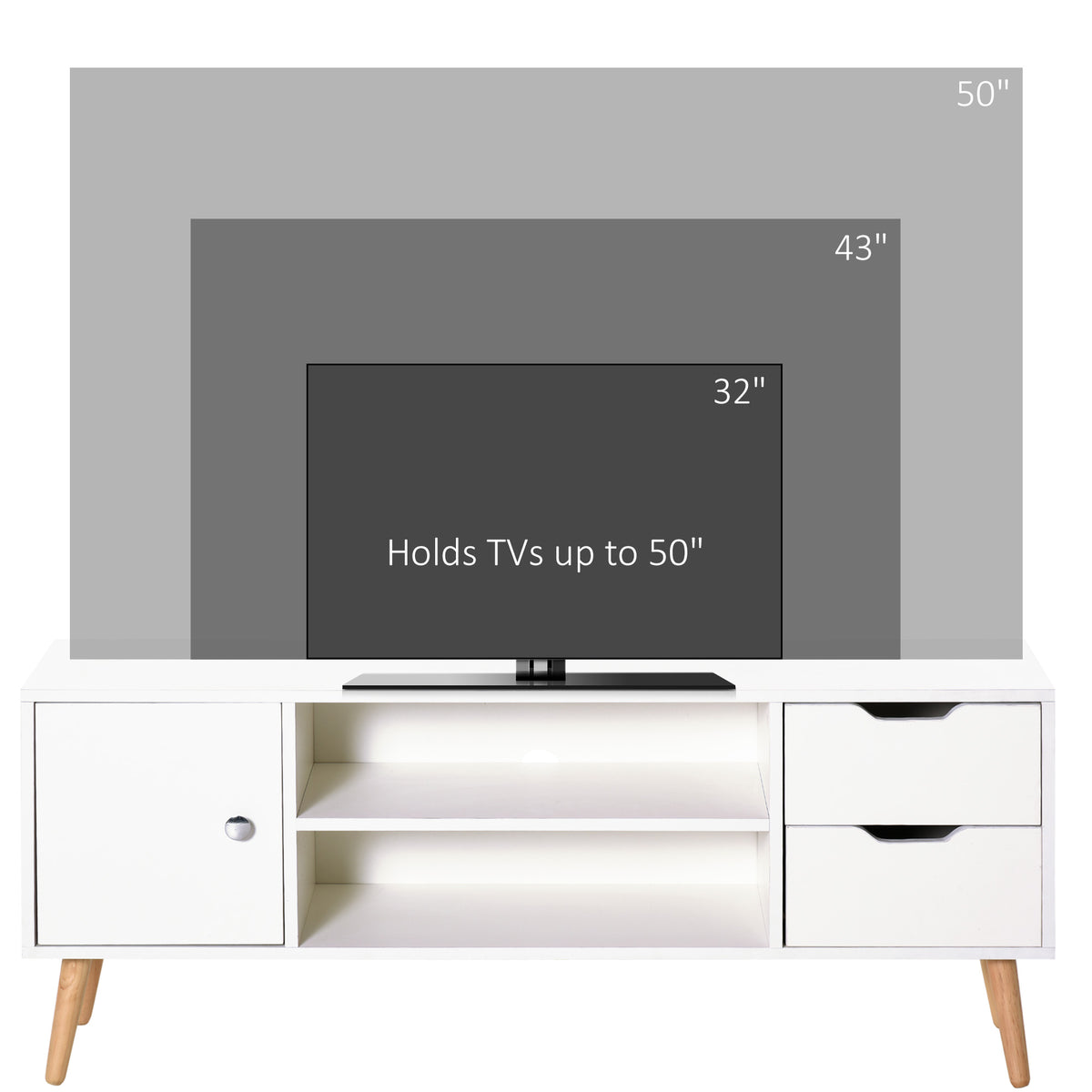 Meuble TV style scandinave pour téléviseurs de 127 cm max