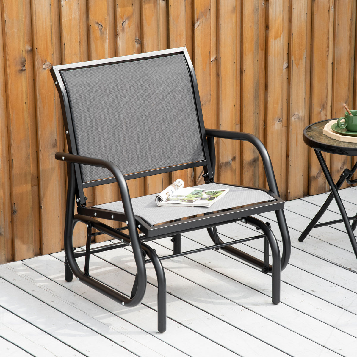 Chaise balançoire d'extérieur à glissement en acier