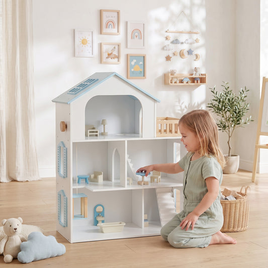 Maison de poupée en bois avec ascenseur
