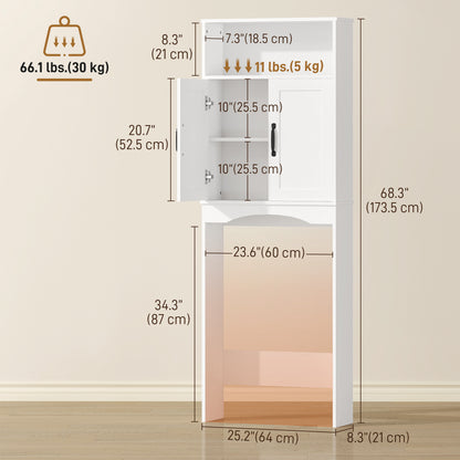 Meuble de rangement autoportant au-dessus des toilettes