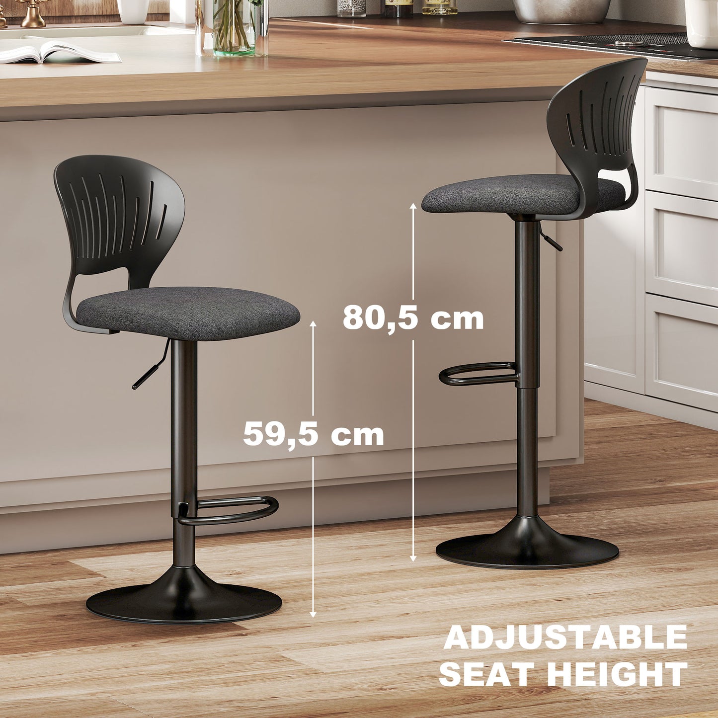 Tabourets de bar pivotants réglables avec repose-pieds