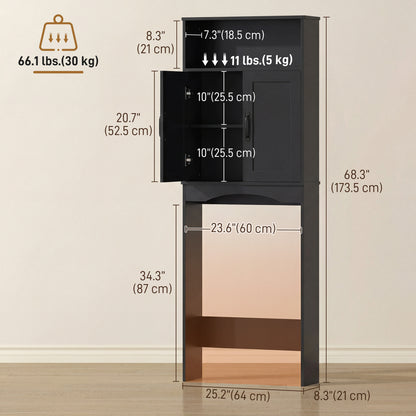 Meuble de rangement autoportant au-dessus des toilettes