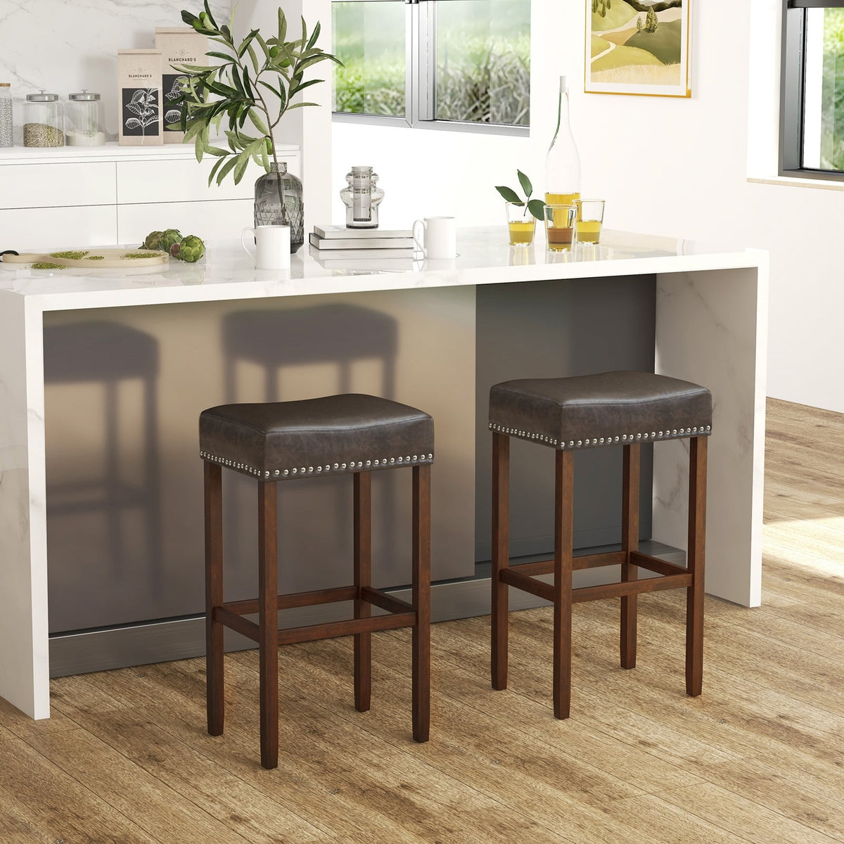 Tabouret de bar rembourré — Lot de 2