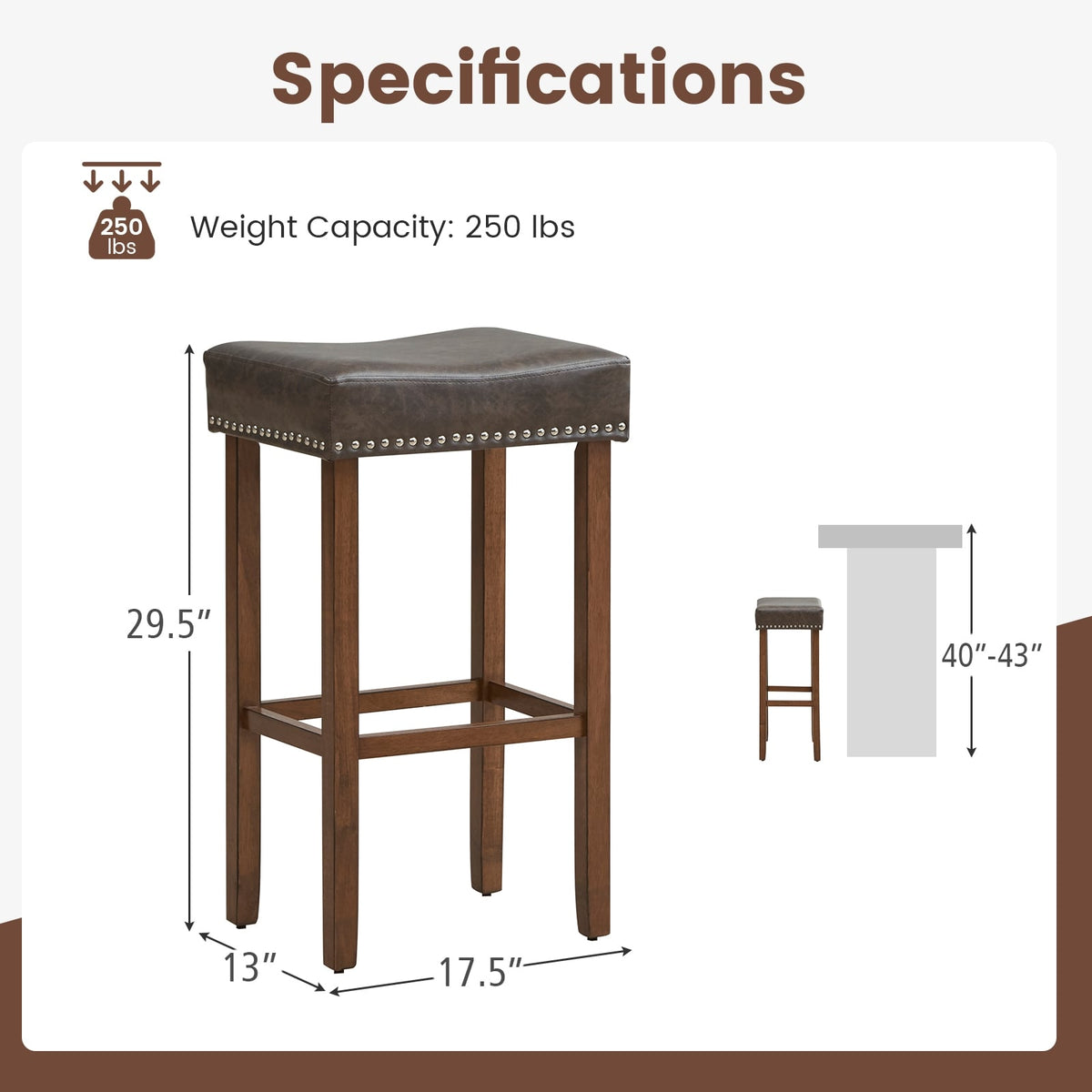 Tabouret de bar rembourré — Lot de 2