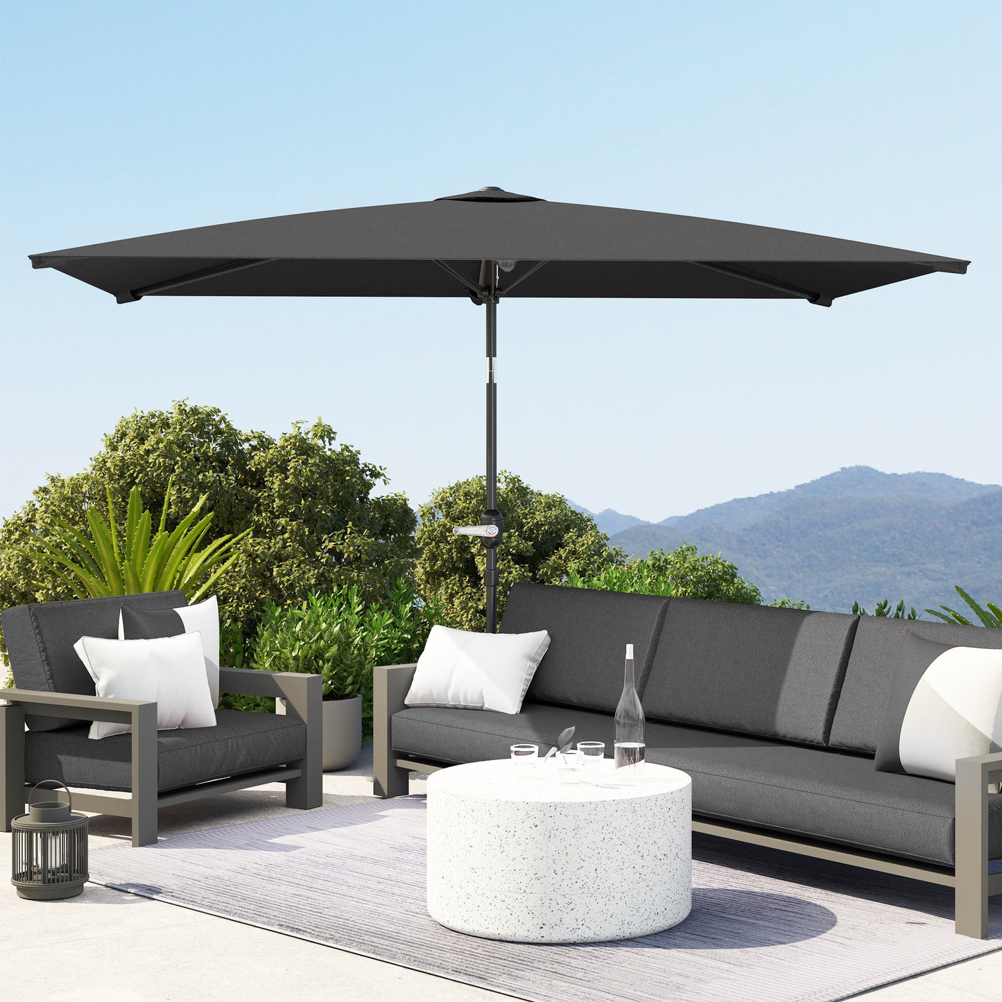 Parasol rectangulaire inclinable avec manivelle 200x290cm